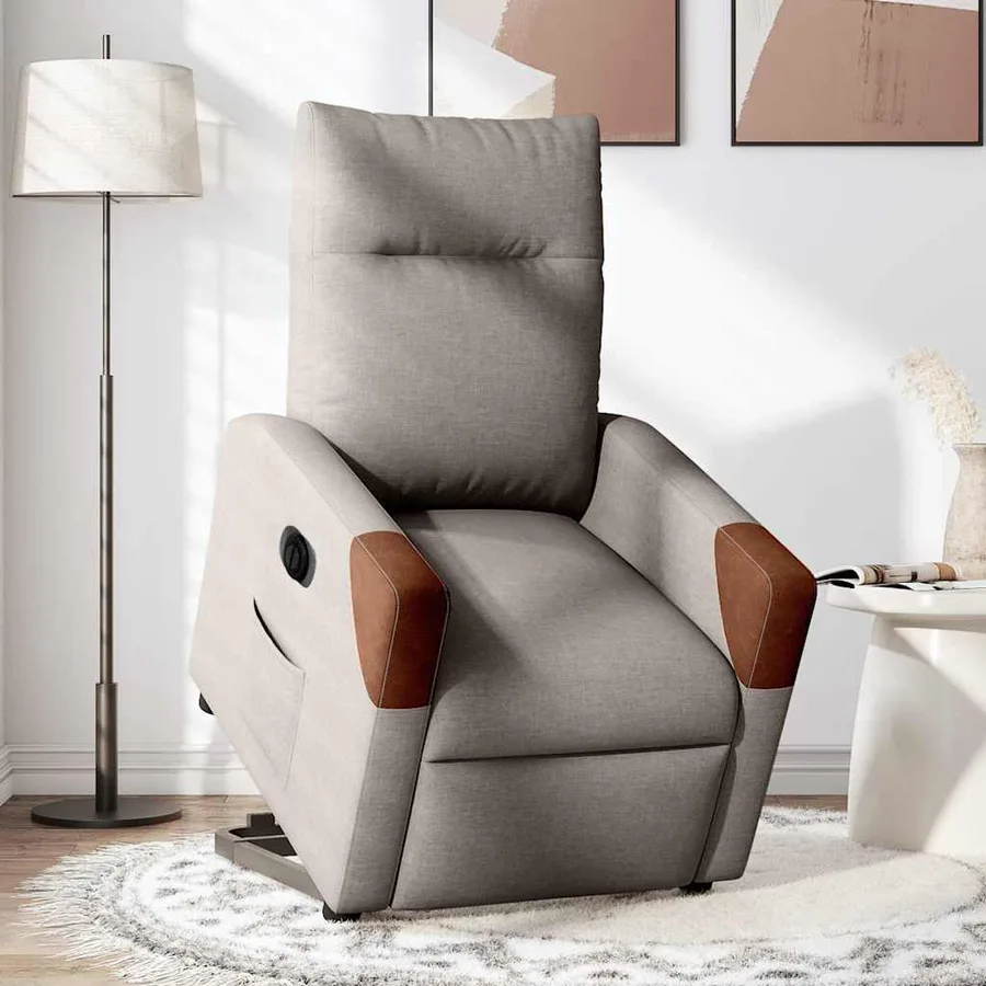 Fauteuil inclinable électrique taupe tissu - 2