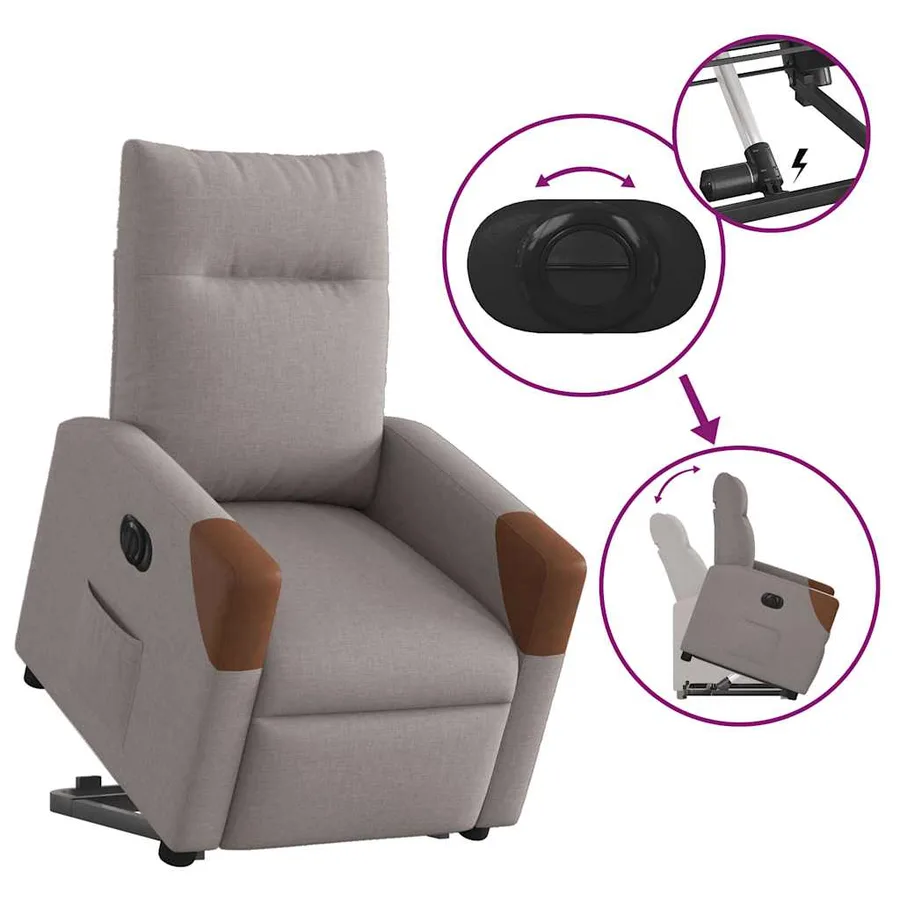 Fauteuil inclinable électrique taupe tissu - 8