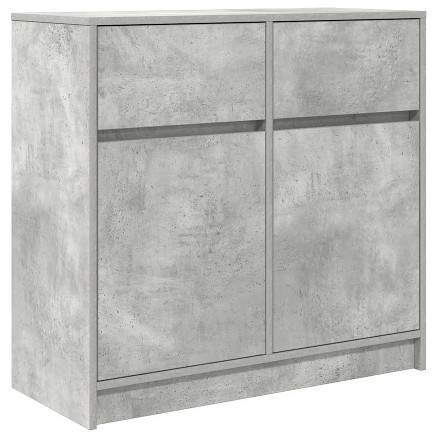 Buffet avec tiroir gris béton 80x34x76 cm bois d'ingénierie - 2