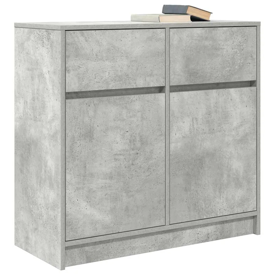 Buffet avec tiroir gris béton 80x34x76 cm bois d'ingénierie - 4