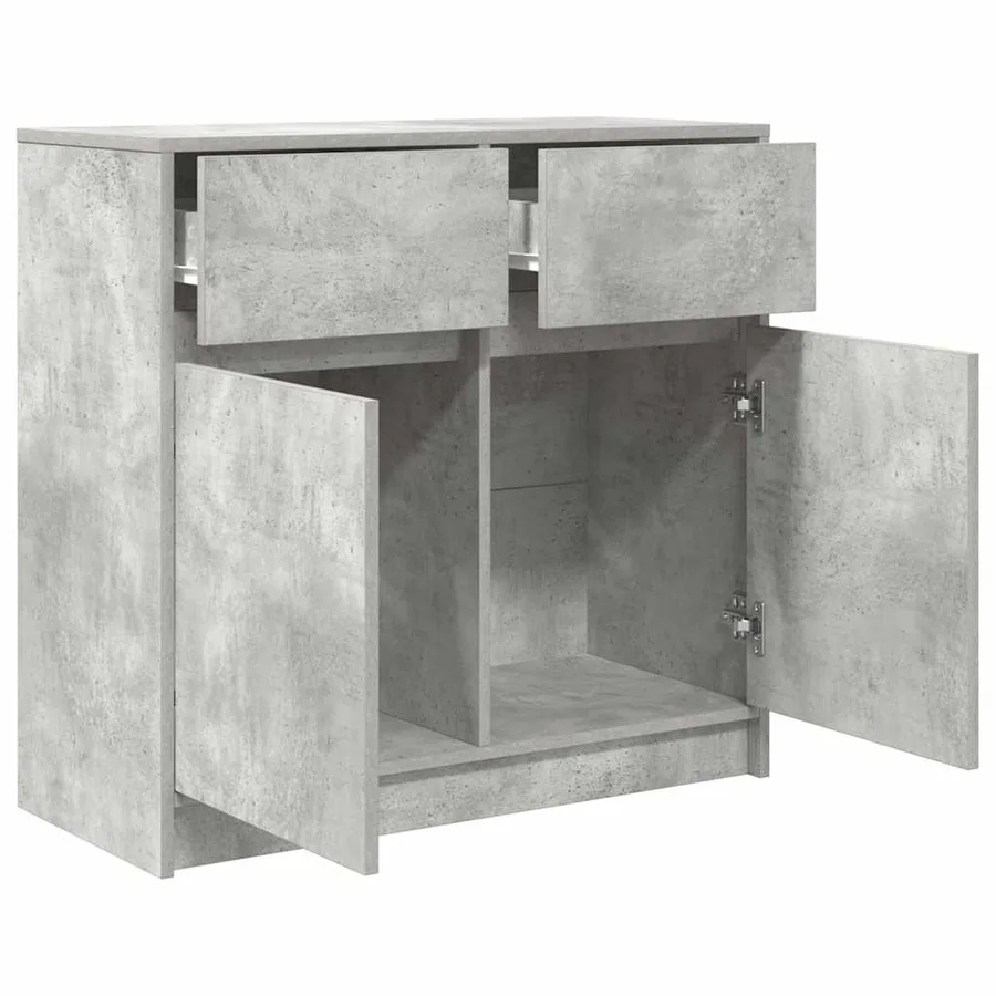 Buffet avec tiroir gris béton 80x34x76 cm bois d'ingénierie - 5