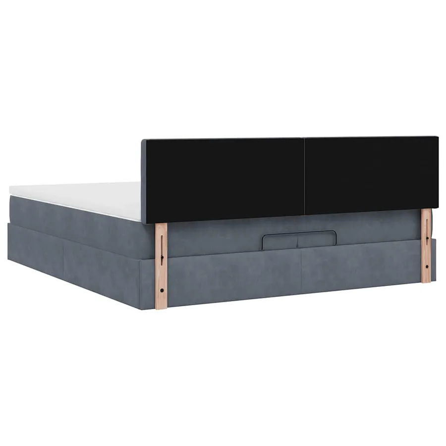 Cadre de lit ottoman avec matelas gris foncé 200x200 cm velours - 11