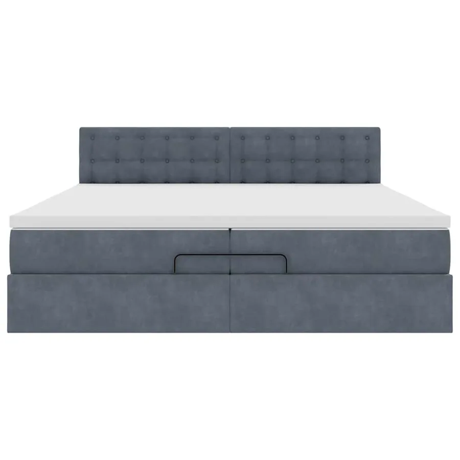 Cadre de lit ottoman avec matelas gris foncé 200x200 cm velours - 7