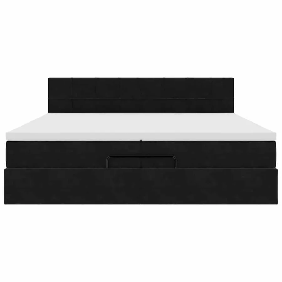 Cadre de lit ottoman avec matelas noir 200x200 cm velours - 5