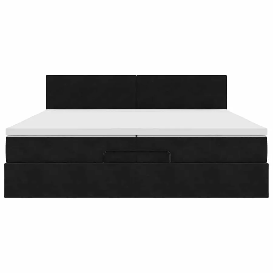 Cadre de lit ottoman avec matelas noir 200x200cm velours - 6
