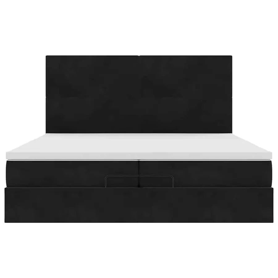 Cadre de lit ottoman avec matelas noir 200x200cm velours - 7