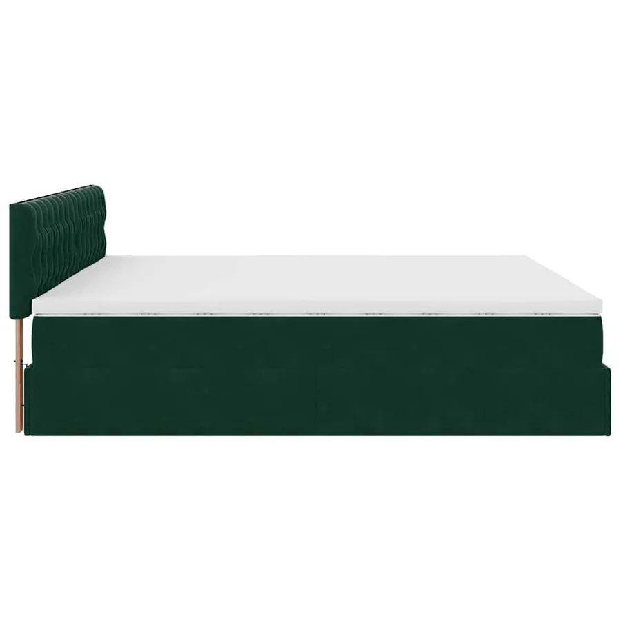 Cadre de lit ottoman avec matelas vert foncé 200x200 cm velours - 10
