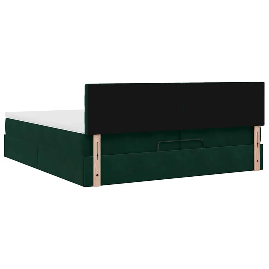 Cadre de lit ottoman avec matelas vert foncé 200x200 cm velours - 10