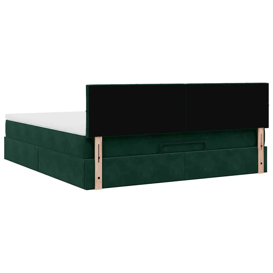 Cadre de lit ottoman avec matelas vert foncé 200x200 cm velours - 10