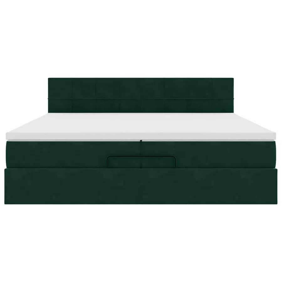 Cadre de lit ottoman avec matelas vert foncé 200x200 cm velours - 6