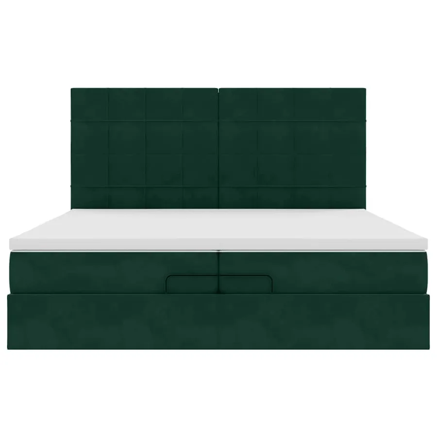 Cadre de lit ottoman avec matelas vert foncé 200x200 cm velours - 7
