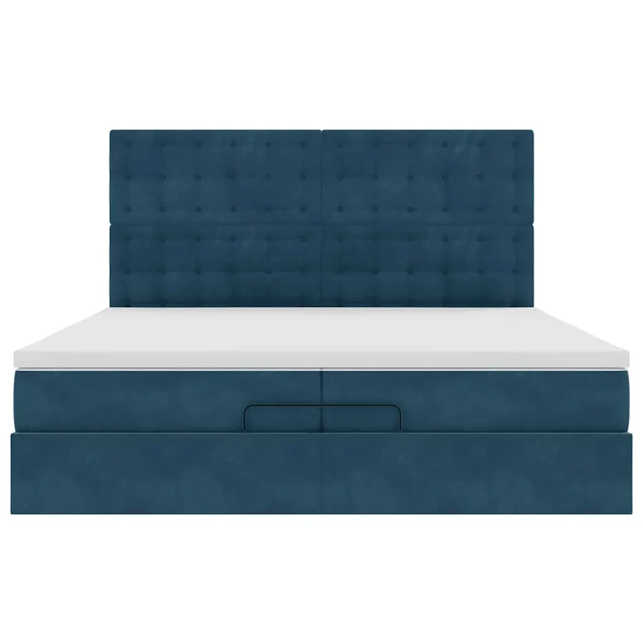 Cadre de lit ottoman avec matelas bleu foncé 200x200 cm velours - 7