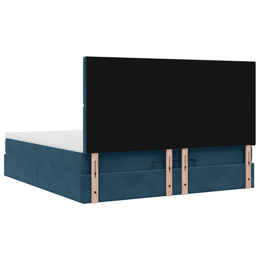 Cadre de lit ottoman avec matelas bleu foncé 200x200 cm velours - 9