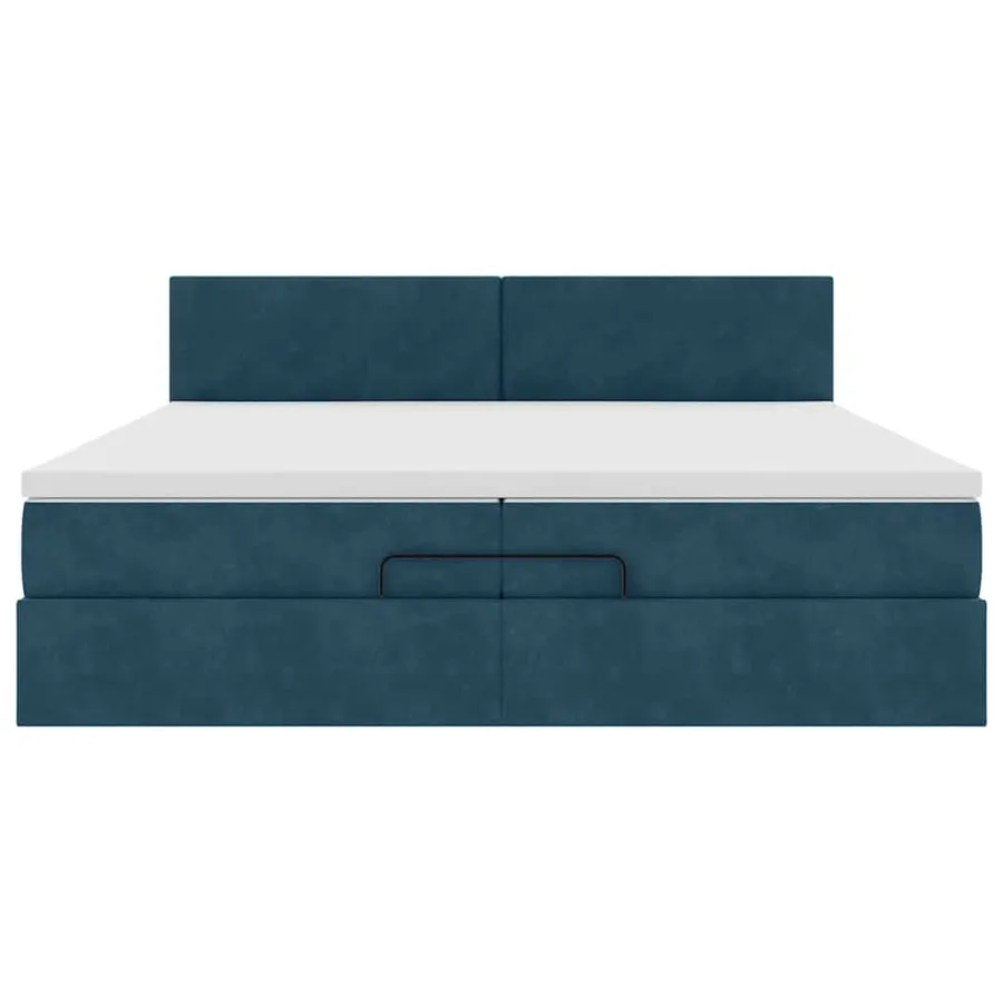 Cadre de lit ottoman avec matelas bleu foncé 200x200 cm velours - 6
