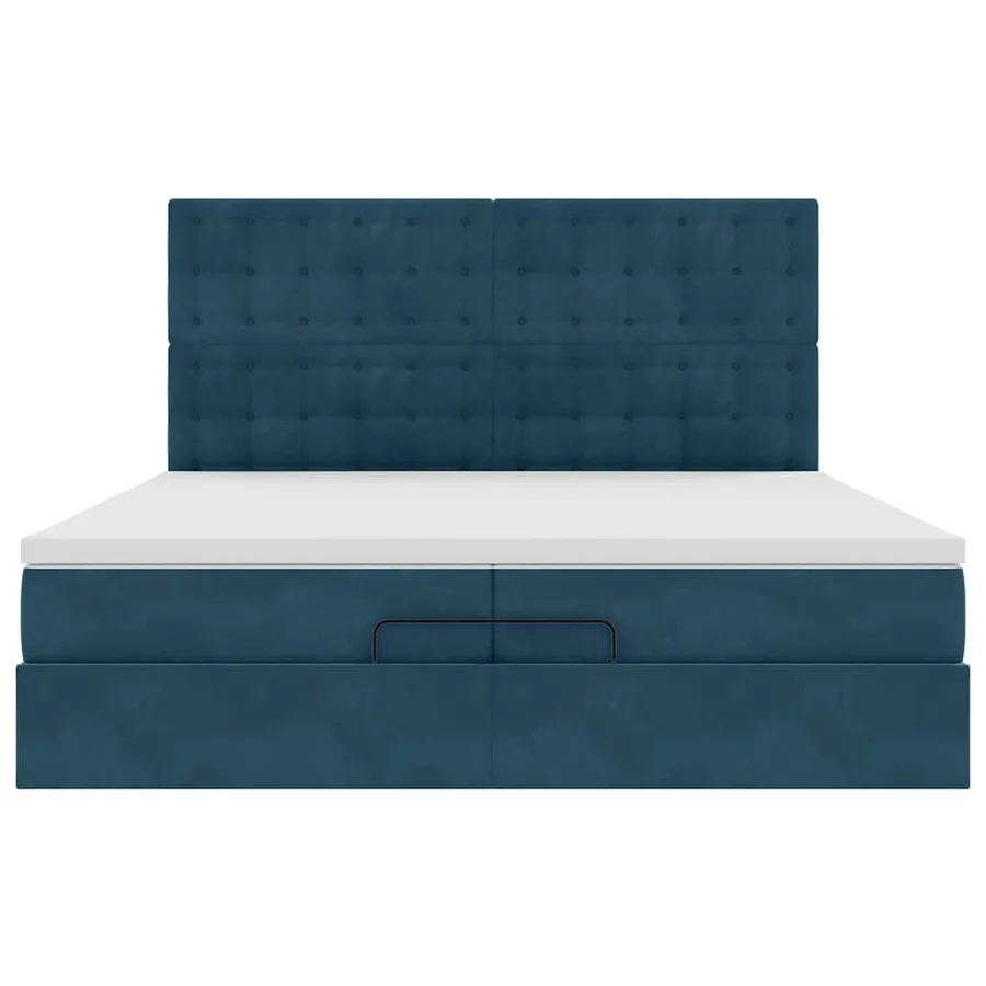 Cadre de lit ottoman avec matelas bleu foncé 200x200 cm velours - 8