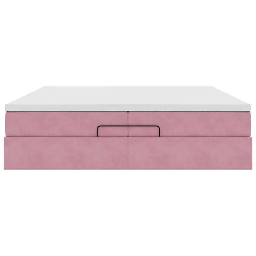 Cadre de lit ottoman avec matelas rose 200x200 cm velours - 7