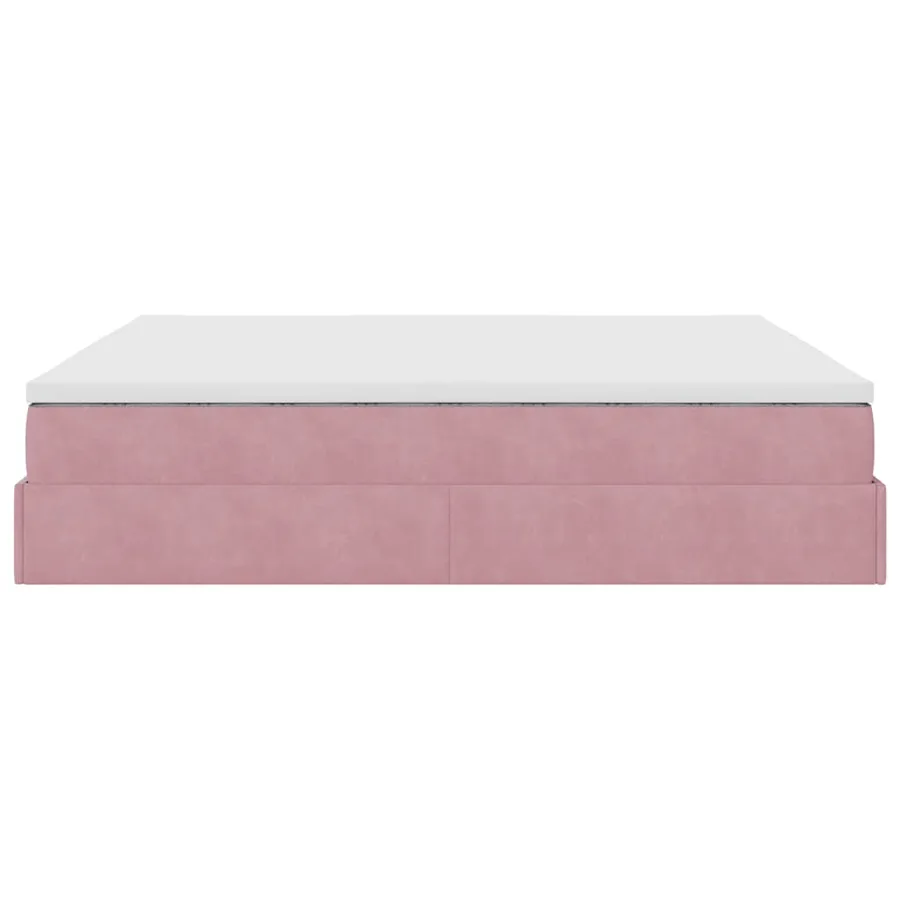 Cadre de lit ottoman avec matelas rose 200x200 cm velours - 9