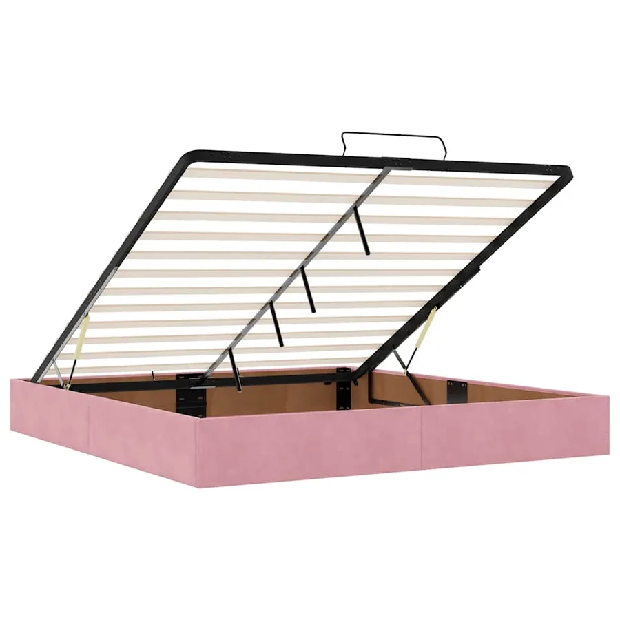 Cadre de lit ottoman avec matelas rose 200x200 cm velours - 13
