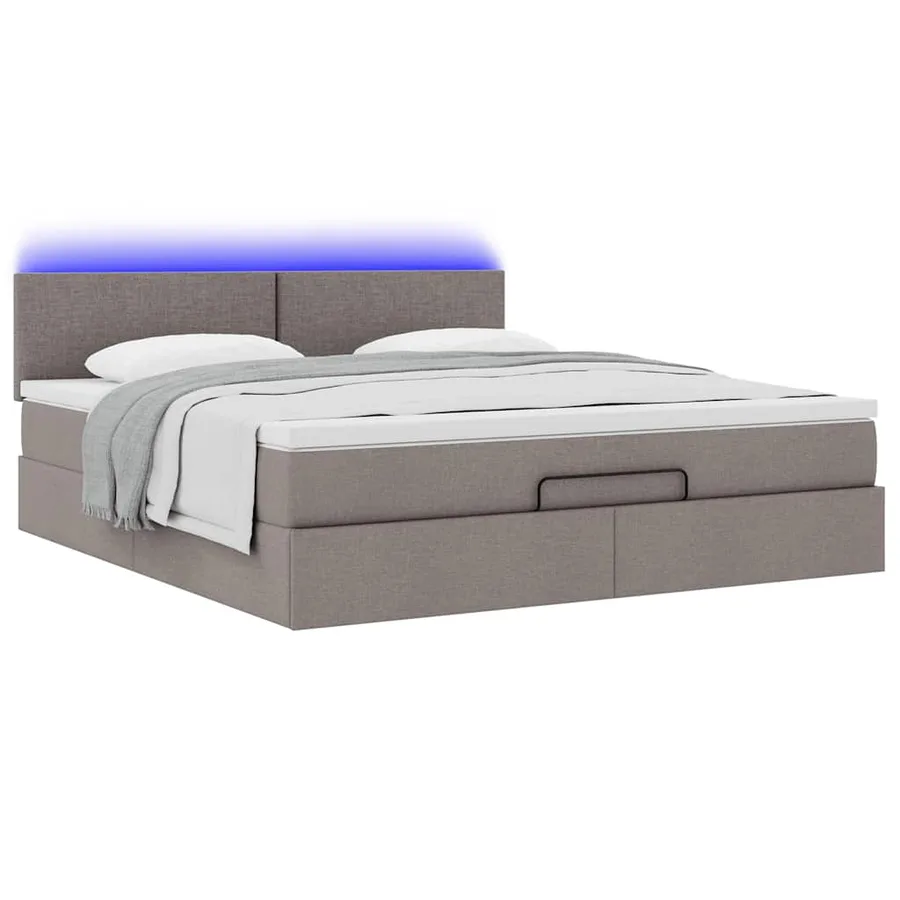 Lit ottoman avec matelas et LED Taupe 180x200cm tissu - 6