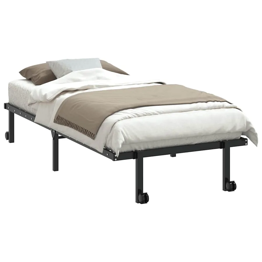Cadre de lit sans matelas pliable noir 90x200 cm acier - 3