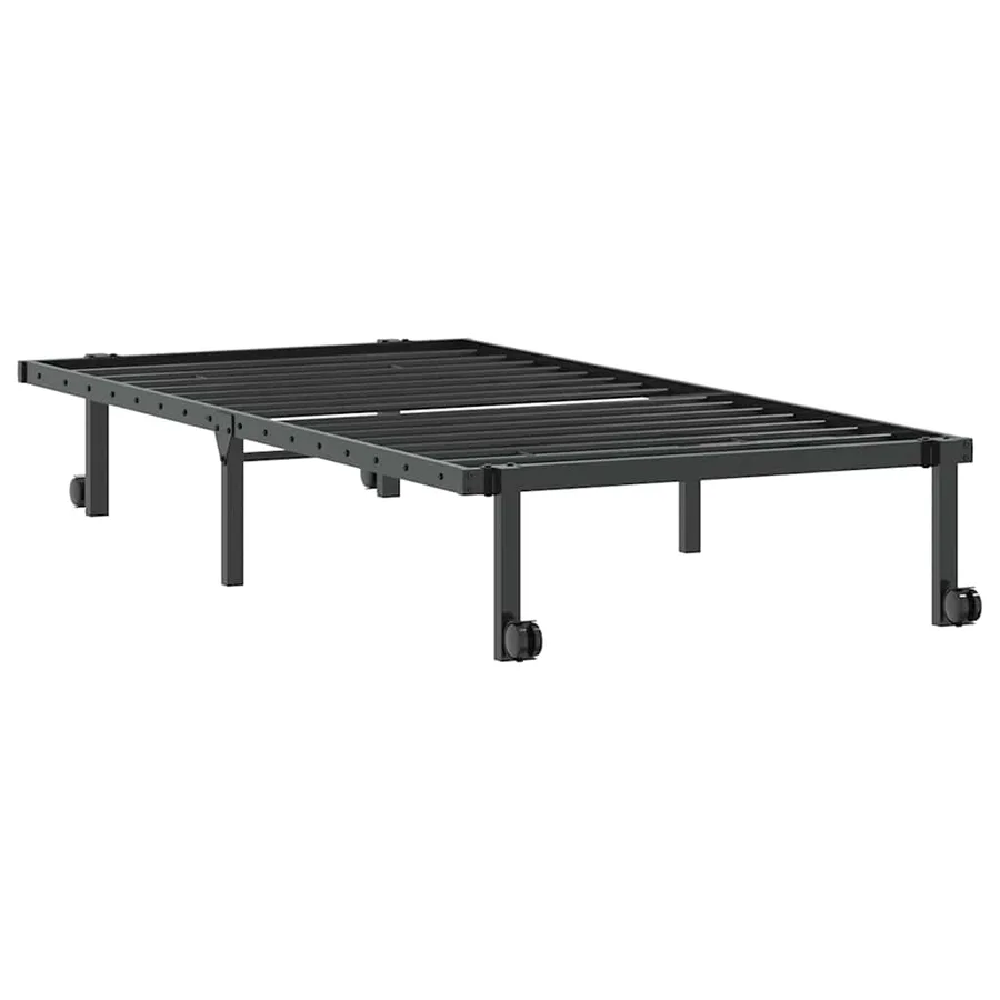 Cadre de lit sans matelas pliable noir 90x200 cm acier - 8