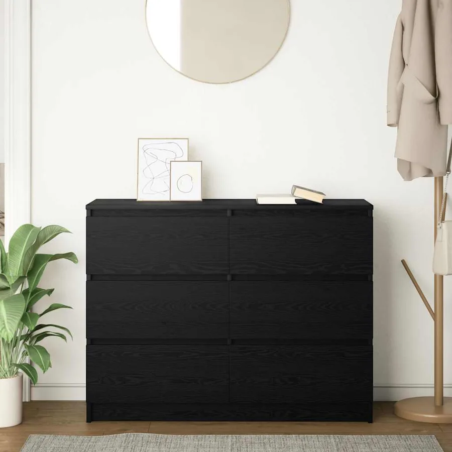 Buffet chêne noir 100x35x76 cm bois d'ingénierie - 3