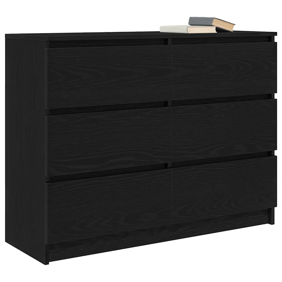 Buffet chêne noir 100x35x76 cm bois d'ingénierie - 4