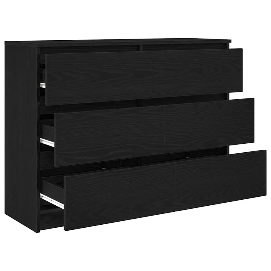 Buffet chêne noir 100x35x76 cm bois d'ingénierie - 5