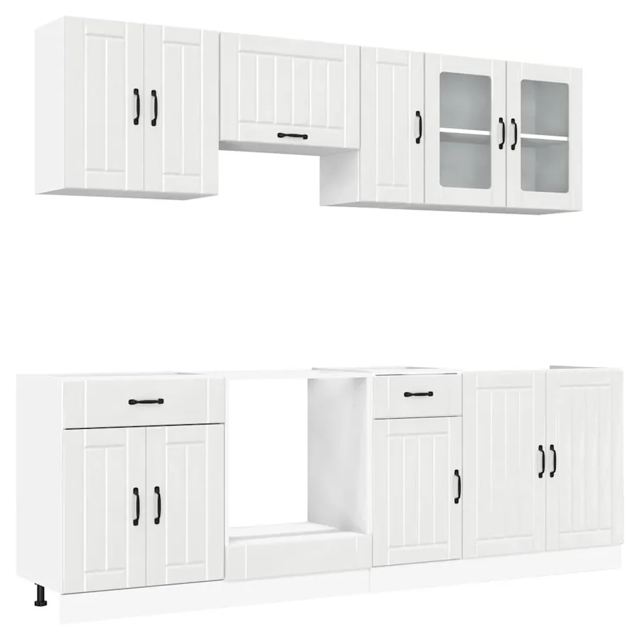 Ensemble de 8 meubles de cuisine "Lucca" en bois d'ingénierie blanc brillant - 2