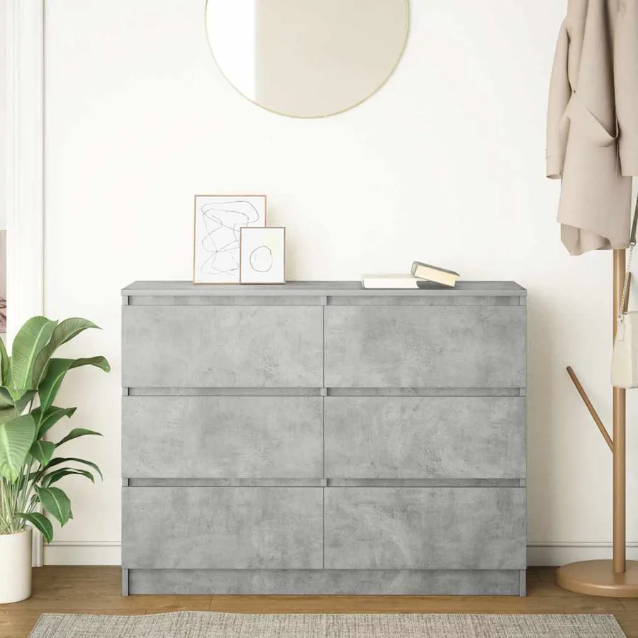 Buffet Gris béton 100x35x76 cm Bois d'ingénierie - 3