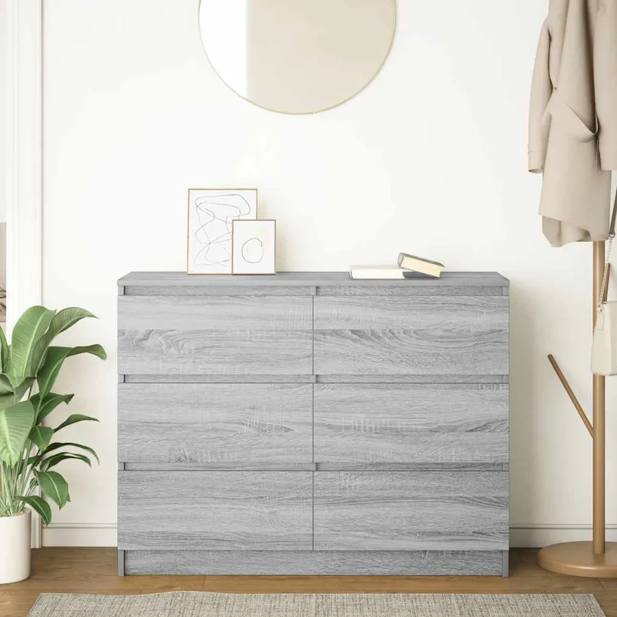 Buffet sonoma gris 100x35x76 cm bois d'ingénierie - 3