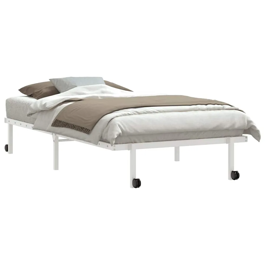 Cadre de lit sans matelas pliable blanc 100x200 cm acier - 3