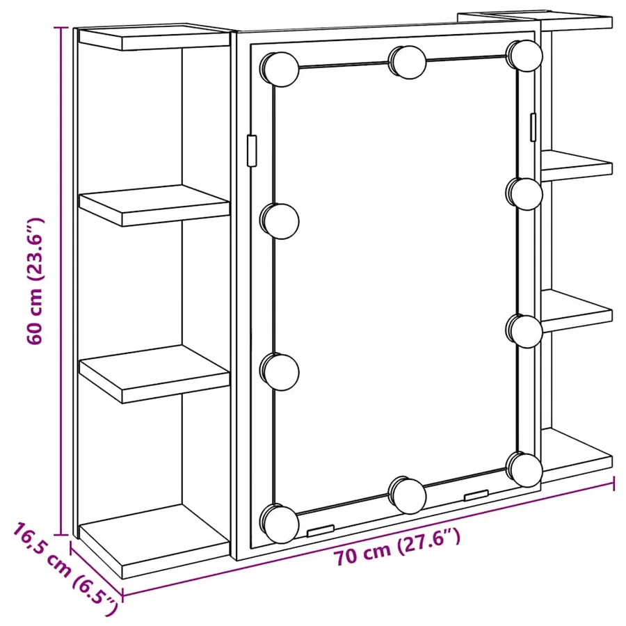 Armoire à miroir avec LED vieux bois 70x16,5x60 cm - 18