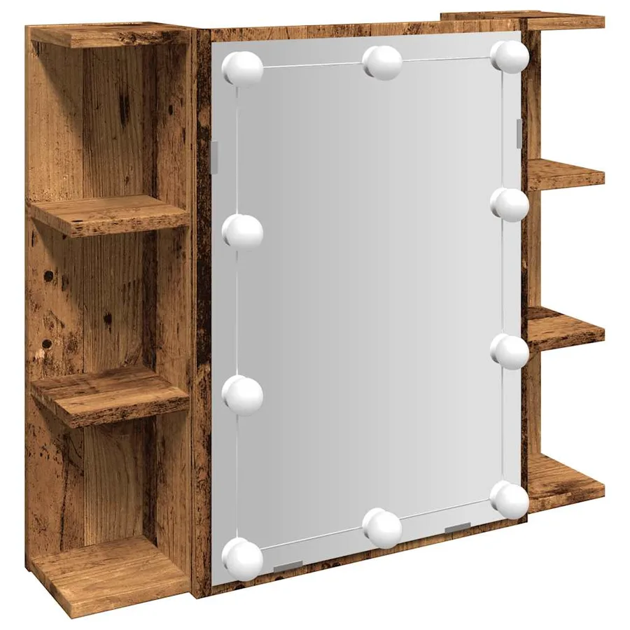 Armoire à miroir avec LED vieux bois 70x16,5x60 cm - 2
