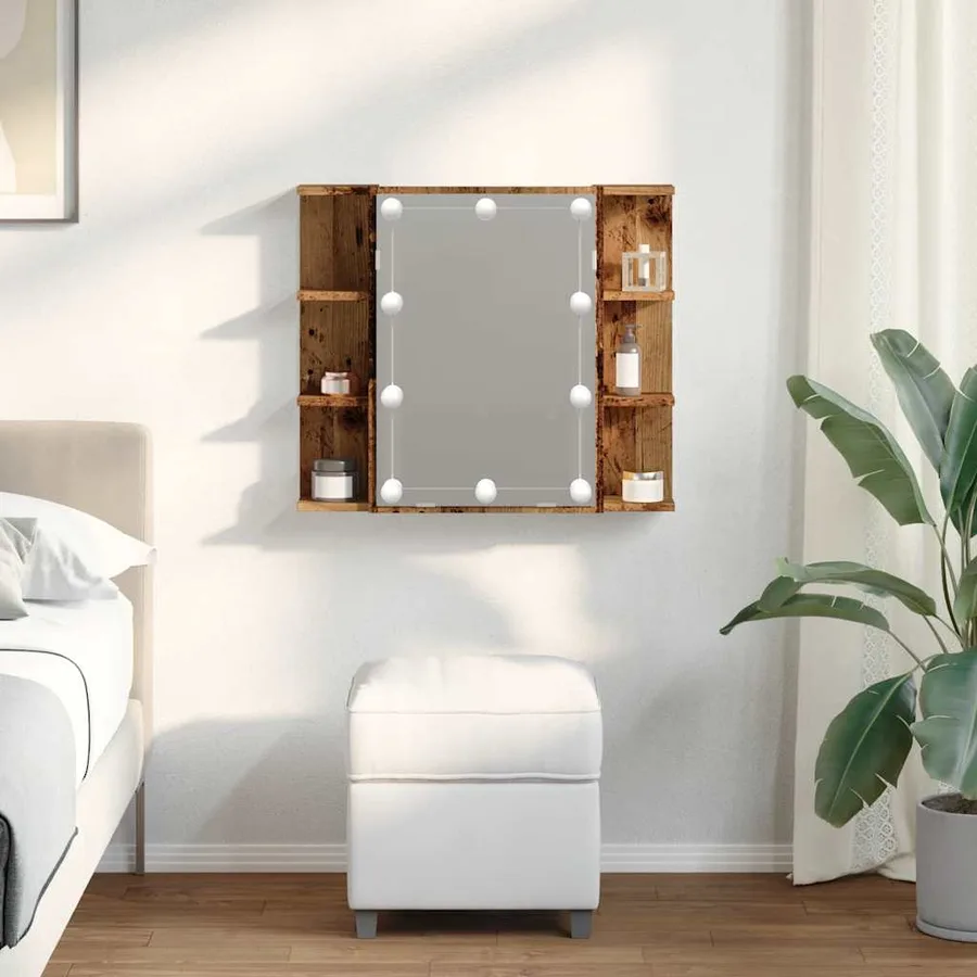 Armoire à miroir avec LED vieux bois 70x16,5x60 cm - 3