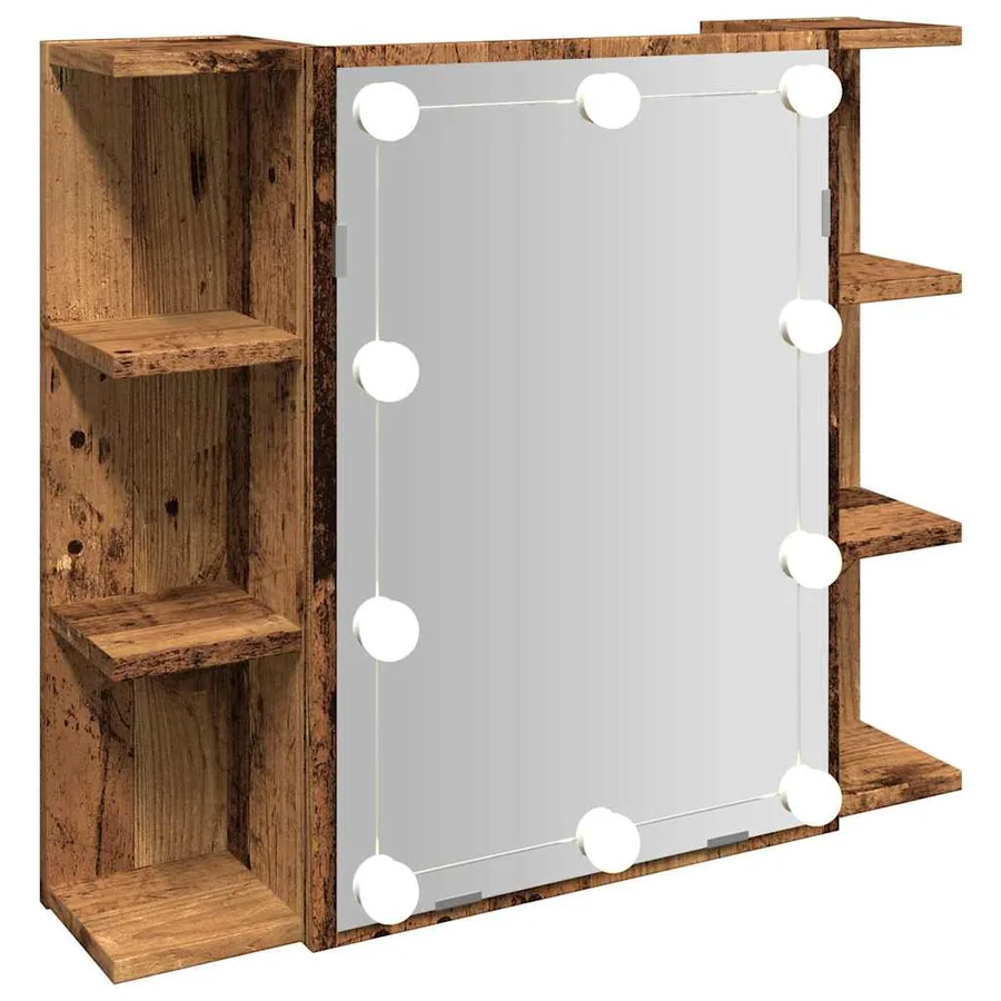 Armoire à miroir avec LED vieux bois 70x16,5x60 cm - 8