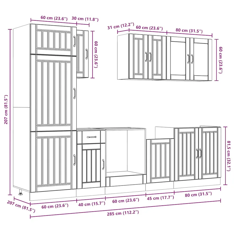 Ensemble de 8 meubles de cuisine "Lucca" en chêne Sonoma - 11