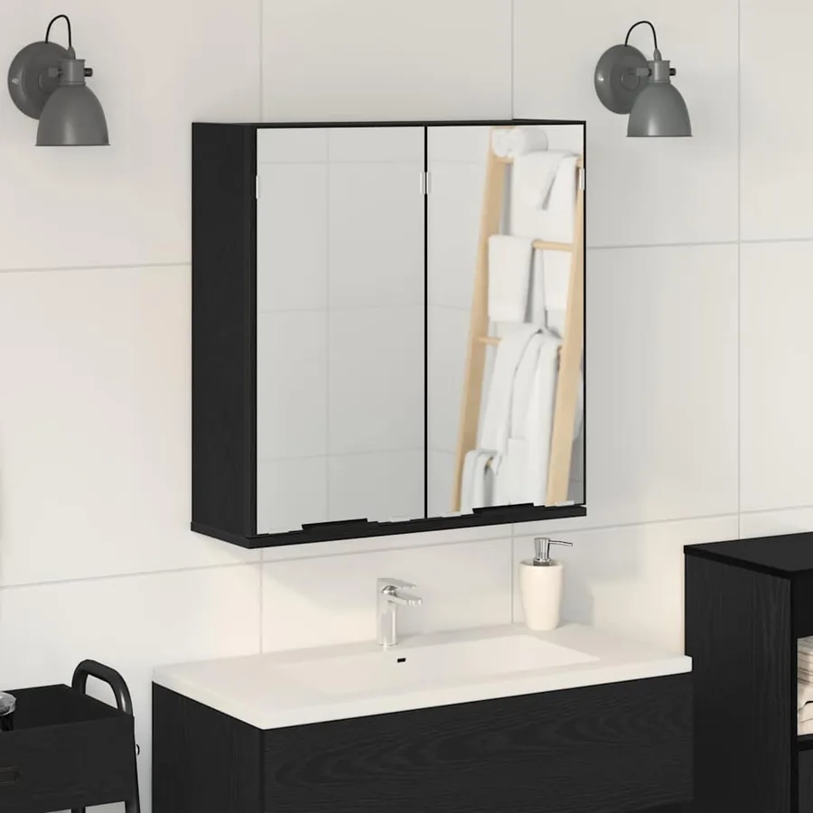 Armoire Miroir Chêne noir 64 x 20 x 67 cm Bois d'ingénierie