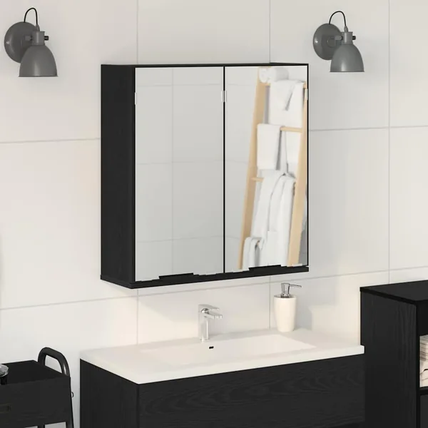 Armoire Miroir Chêne noir 64 x 20 x 67 cm Bois d'ingénierie