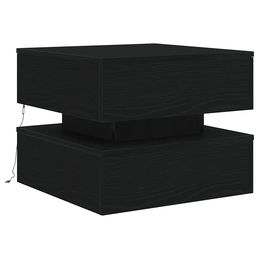 Table basse avec lumières LED chêne noir 50x50x40 cm - 3