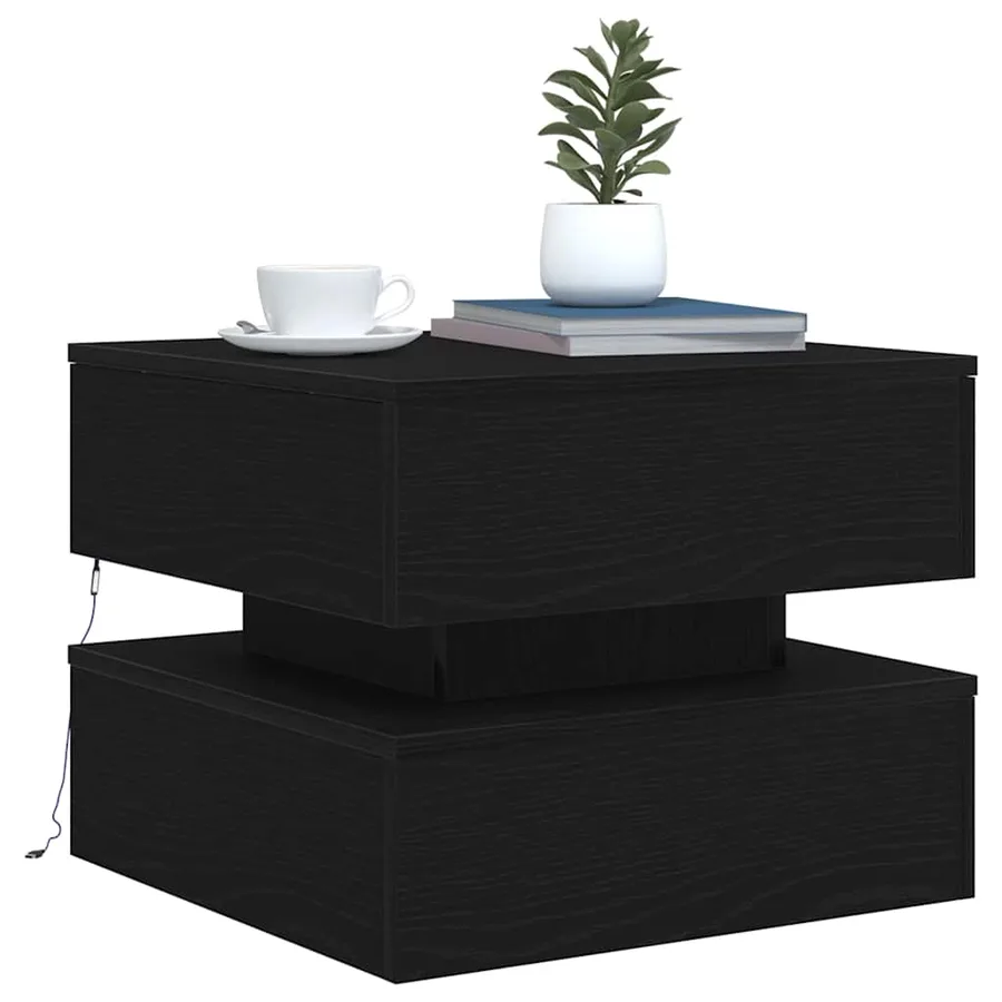Table basse avec lumières LED chêne noir 50x50x40 cm - 6
