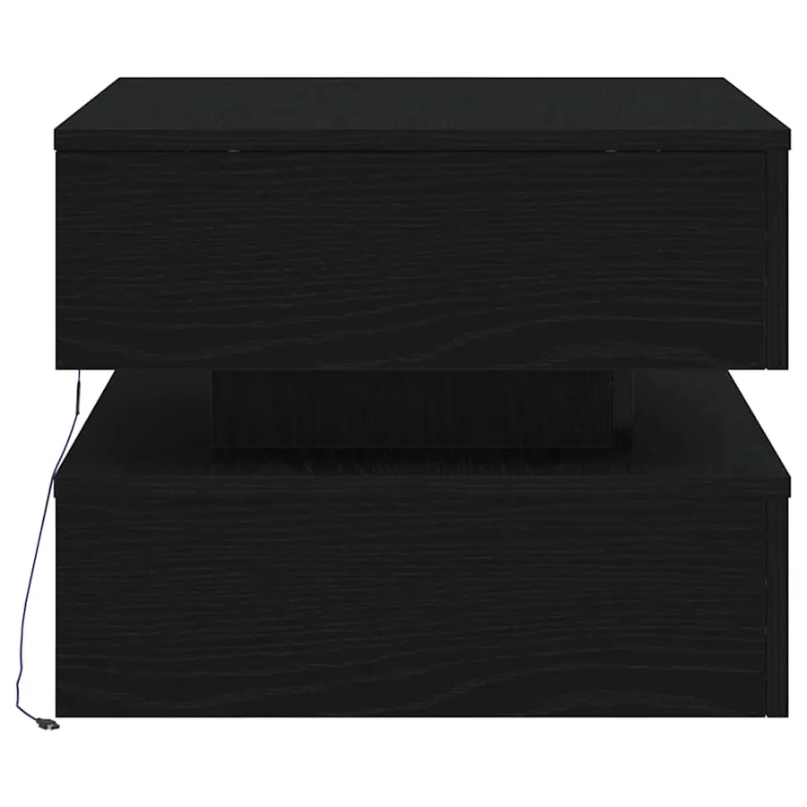 Table basse avec lumières LED chêne noir 50x50x40 cm - 8