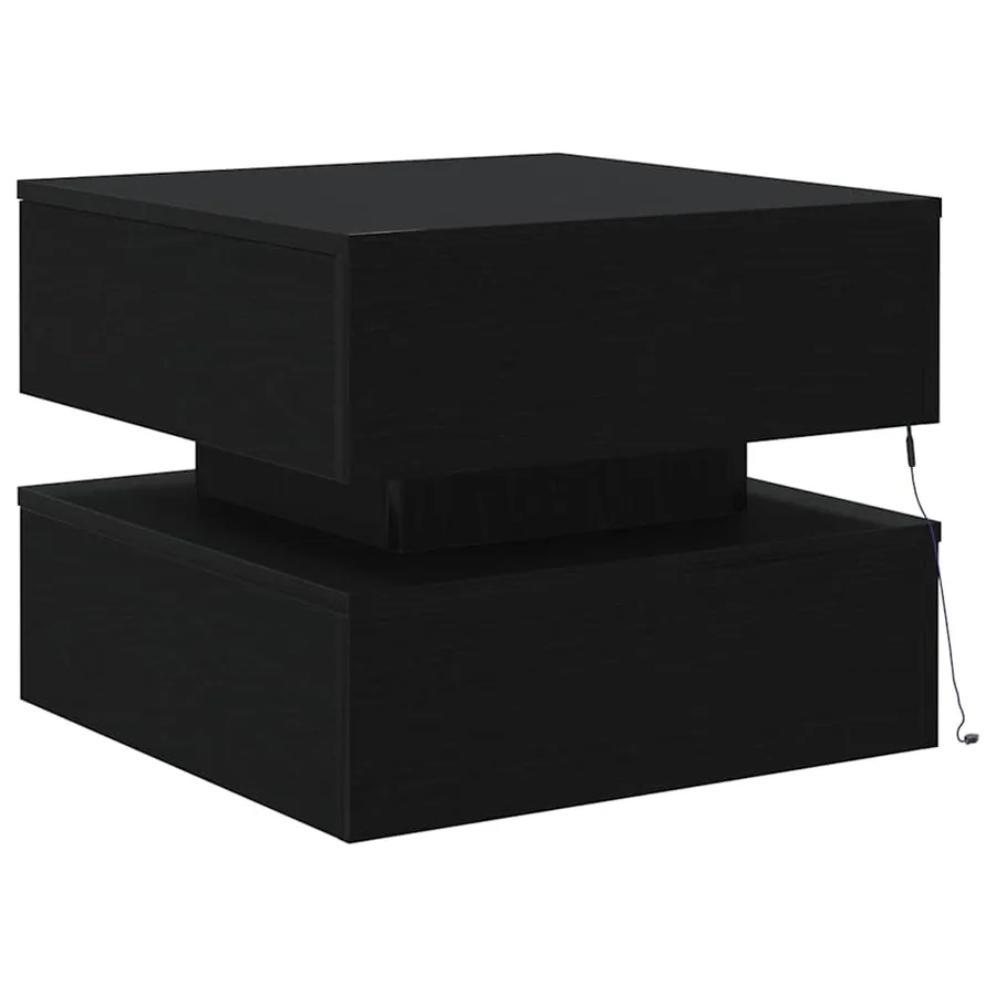 Table basse avec lumières LED chêne noir 50x50x40 cm - 9