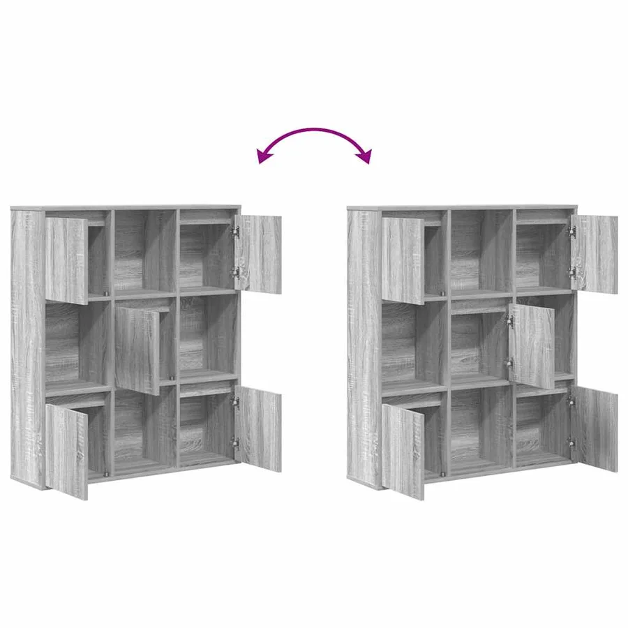 Bibliothèque sonoma gris 89x24x101,5 cm bois d'ingénierie - 7
