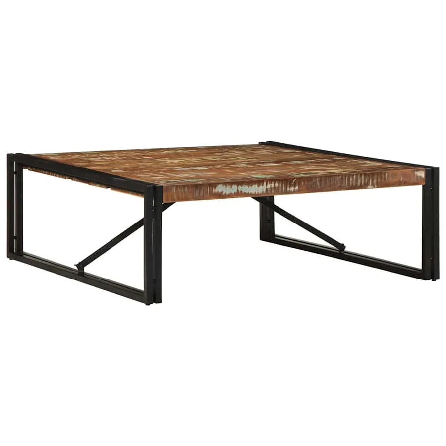 Table basse multicolore 100x100x35 cm bois récupération massif - 10