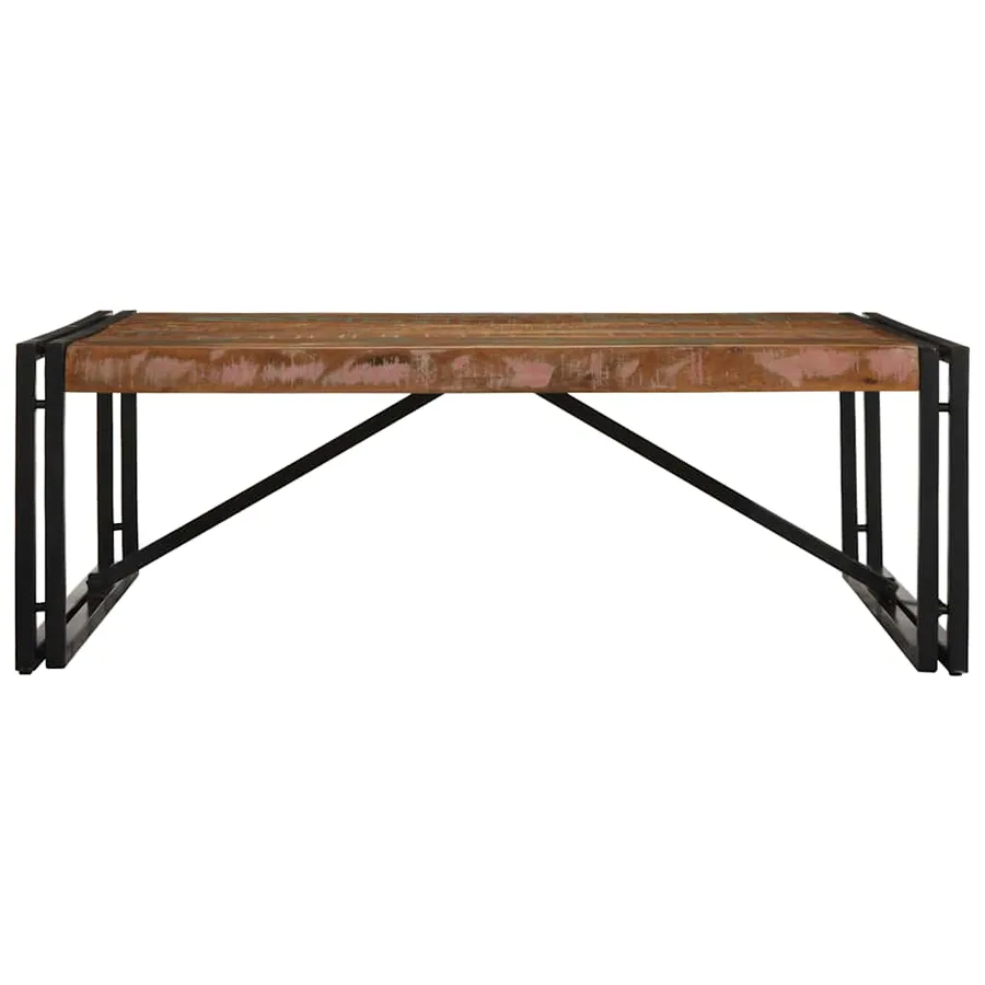 Table basse multicolore 100x100x35 cm bois récupération massif - 2