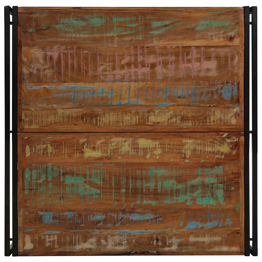 Table basse multicolore 100x100x35 cm bois récupération massif - 4