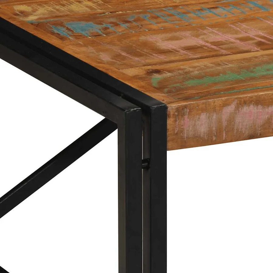 Table basse multicolore 100x100x35 cm bois récupération massif - 5