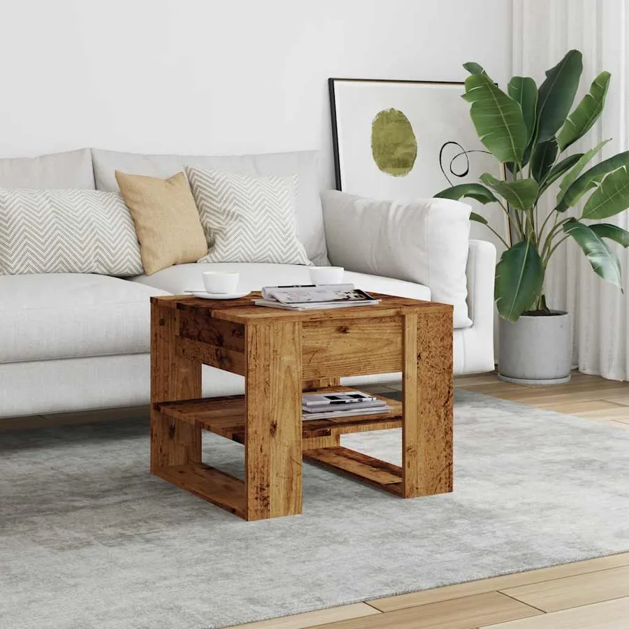 Table basse vieux bois 55,5x55x45 cm bois d'ingénierie - 3