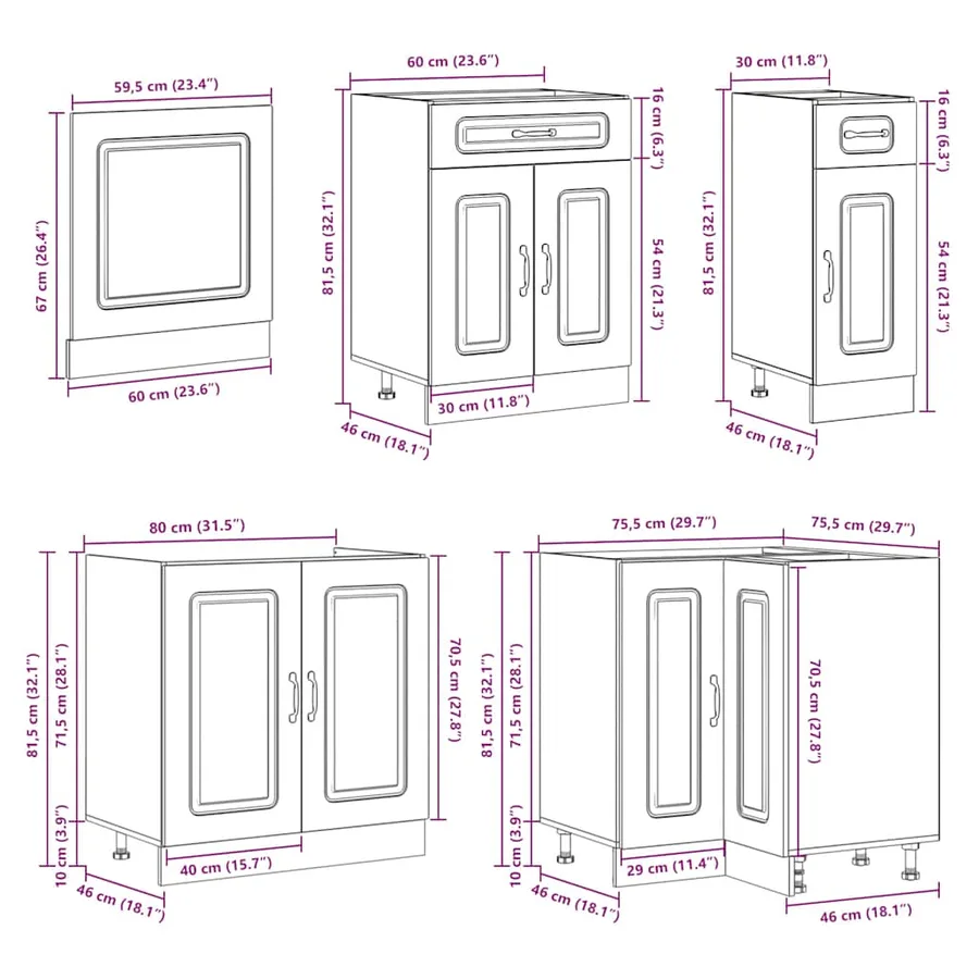 Ensemble d'armoires de cuisine 11 pcs Lucca bois d'ingénierie - 9
